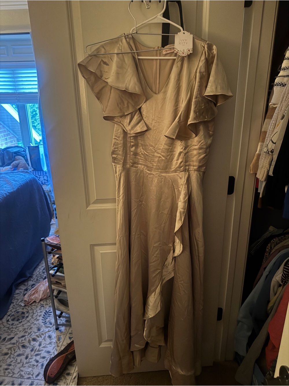 Ivy City Co Ivory Satin Dress